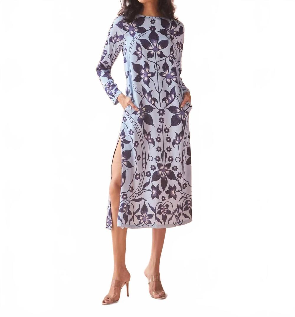 NEW OMIKA lara midi dress in ceci lagoon